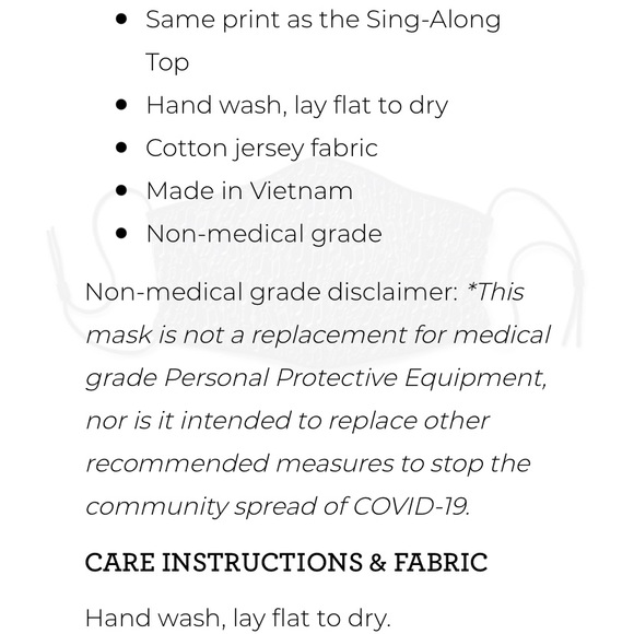 NEW! CABI Singalong Mask, Cloth, NEW IN BAG (bag never opened), style #5996, S21 - Picture 8 of 10